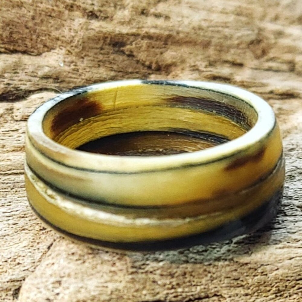 Handmade Vintage Horn Band Ring Size 6 Natural Materials Rustic Design Unisex